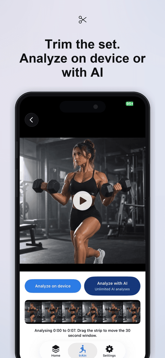 Clip trimmer with on-device and AI analyze options